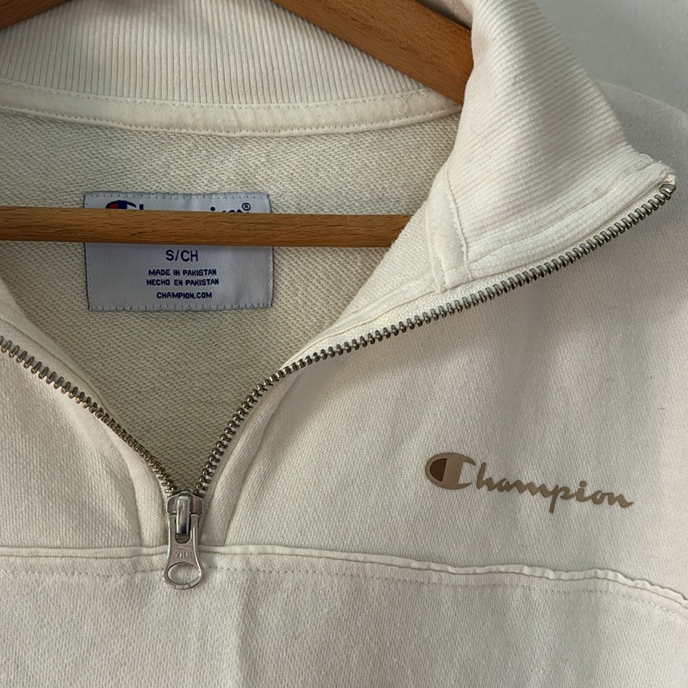 Champion Cream 1/4 Zip Sweatshirt - Picture 3 of 4